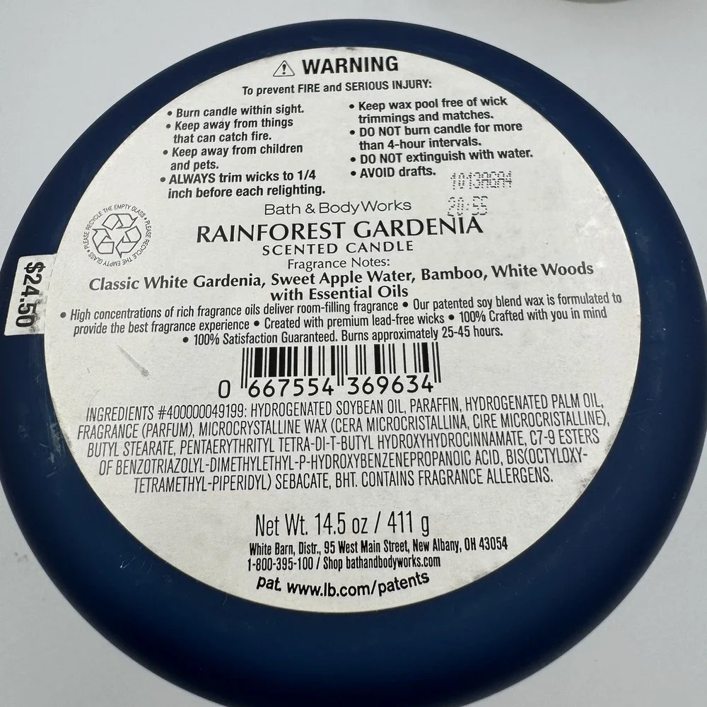 Bath‎ & Body Works SILVER WIRED GEMS PEDESTAL 3-Wick Candle Rainforest Gardenia